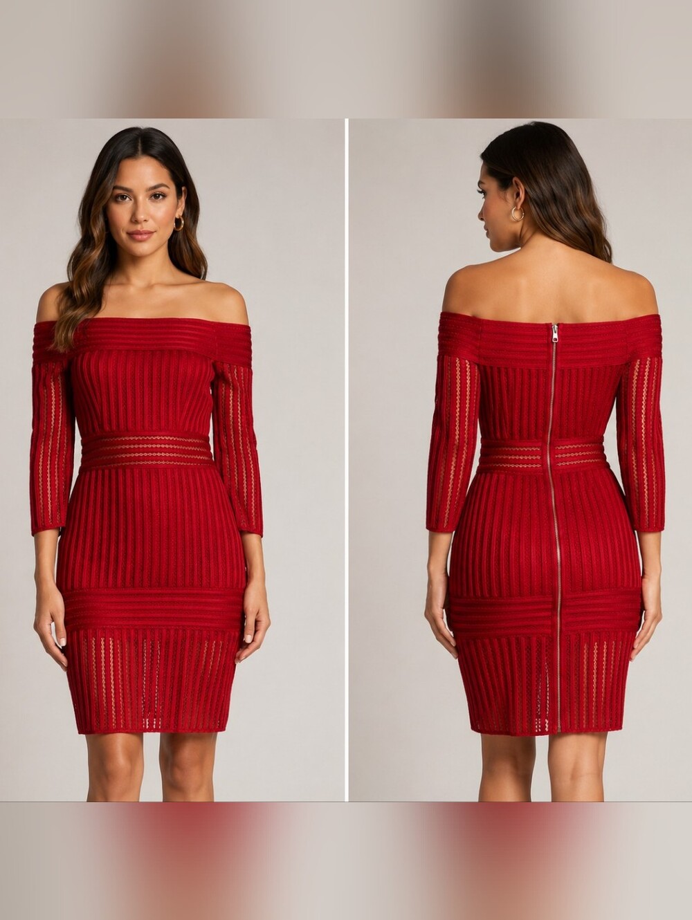 NWT Endless Rose Off the Shoulder Dress Ribbed Red Size M